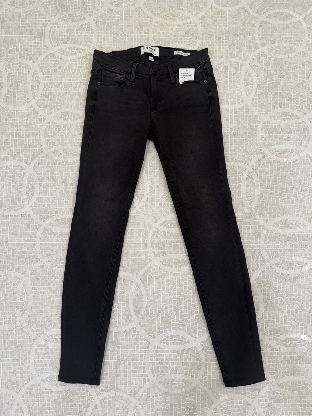 Frame Denim Black Le Skinny de Jeanne Jeans in Knightrider  - High Rise Slim Fit